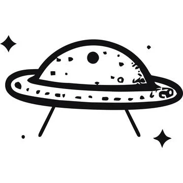 Ufo flying in the space drawn Stock Illustration