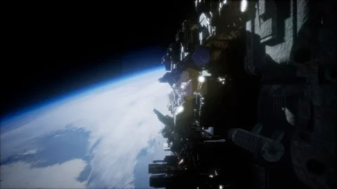 UFO Flying in the space Stock Footage 124528170