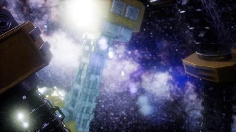 UFO Flying in the space Stock Illustration
