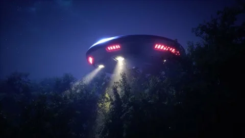 UFO In the Forest at night Stock Footage 132825529