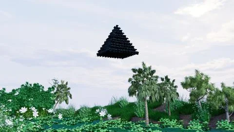 UFO in Forest View 03( 3D illustration, 3D rendering ) Stock Illustration