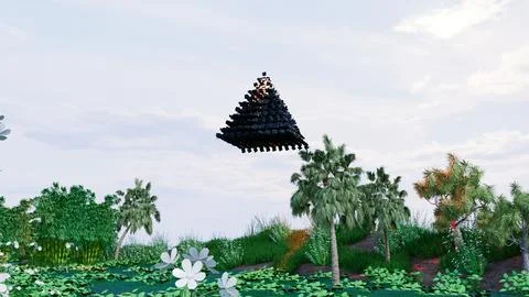 UFO in Forest View 07( 3D illustration, 3D rendering ) Stock Illustration