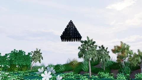 UFO in Forest View 08( 3D illustration, 3D rendering ) Stock Illustration