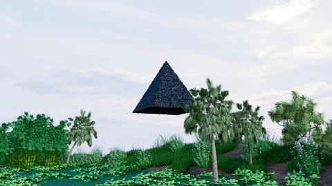 UFO in Forest View 10( 3D illustration, 3D rendering ) Stock Illustration