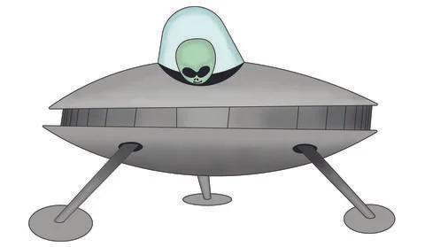 UFO on the ground Color Stock Illustration