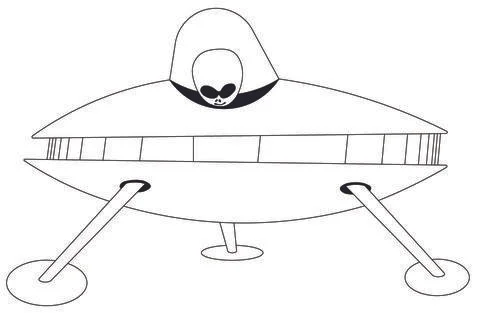 UFO on the ground Outline Stock Illustration