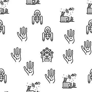 Ufo Guest Visiting Vector Seamless Pattern イラスト素材
