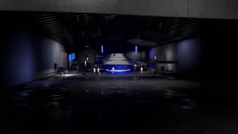 UFO in Hangar Video stock 148297924