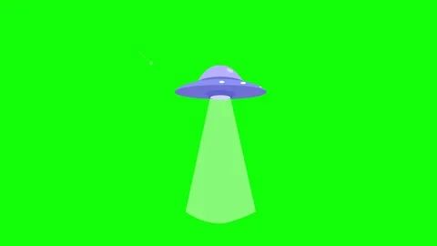 UFO hovering alien spaceship flying in space on green screen (Chroma key) Stock Footage 305731144