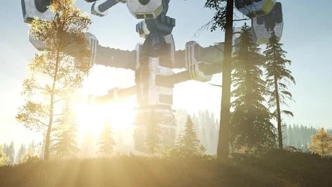UFO Hovering over Forest Stock Illustration