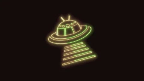 UFO Icon Neon Seamless Loop 4K (Black Background) Stock Footage 310361198