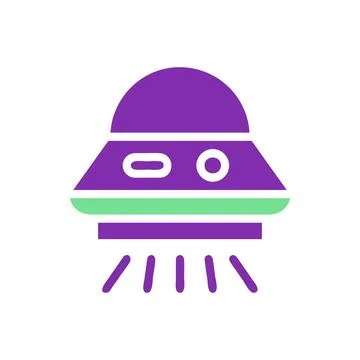 Ufo icon solid purple green colour universe symbol perfect. Stock Illustration
