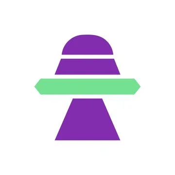 Ufo icon solid purple green colour universe symbol perfect. 스톡 일러스트