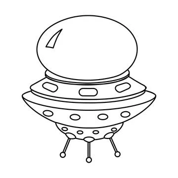UFO icon, spacecraft of alien. Vector outline style Stock Illustration