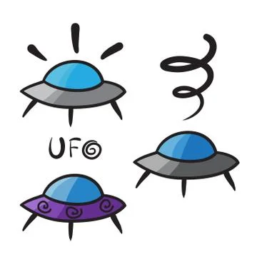 UFO icons set vector line symbols.. Stock Illustration