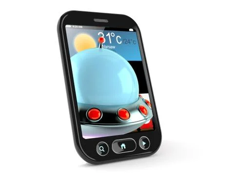 UFO inside smart phone Stock Illustration