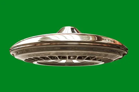 Ufo isolated on green background Stock Illustration