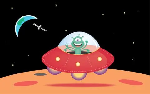 UFO landing on the surface of Mars Иллюстрация