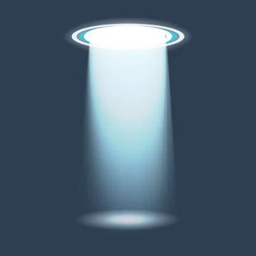 UFO light vector. Alien sky beams. Ufo spaceship with beam, saucer ufo flying Stock Illustration