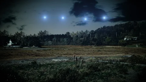 UFO Lights in the Forest Stock Footage