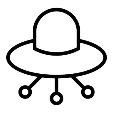 UFO line icon. Alien spaceship vector illustration isolated on white. Flying ufo Stock Illustration