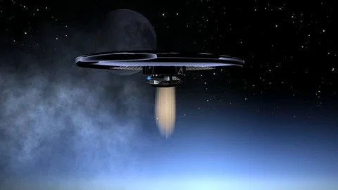 UFO in the night sky Stock Footage 75771927