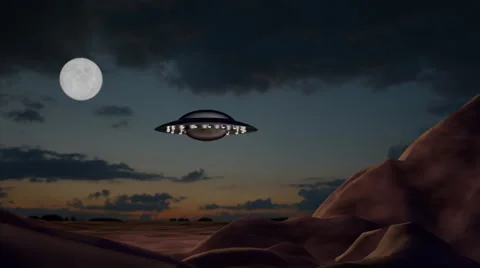A UFO night time flyover in the desert. Stock Footage 47896952