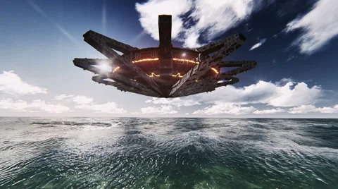 UFO on the ocean Vídeos de archivo 34999791