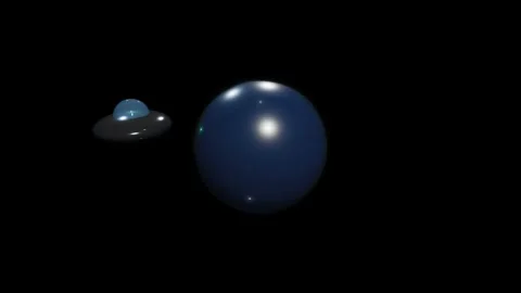 Ufo Orbiting Blue Planet in Dark Space for Science Technology Videos Stock-Footage 335146377