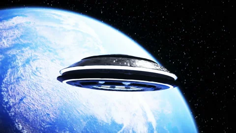 UFO in outer space. Realistic 4k animation. Vídeos de archivo 132533907