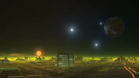UFO over Alien City Stock Footage 112738709