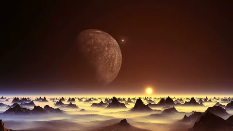 UFO over an Alien Planet Stock Footage 118953416