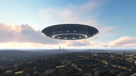 UFO over the city Stock Footage 61494050