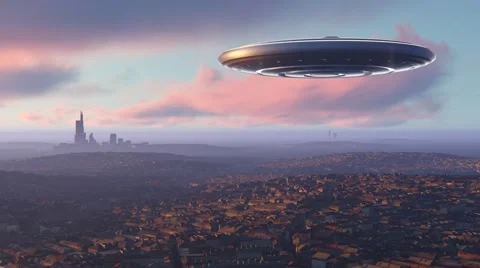 UFO over the city Stock Footage 61494052