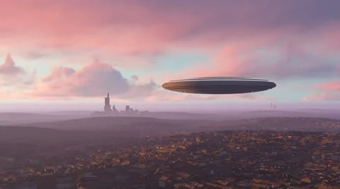 UFO over the city Stock Footage 61494064
