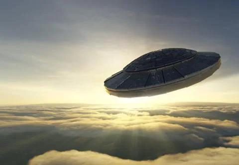 Ufo over the clouds 스톡 사진