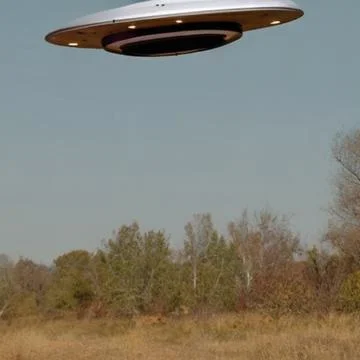 UFO Over Field Ilustração Stock
