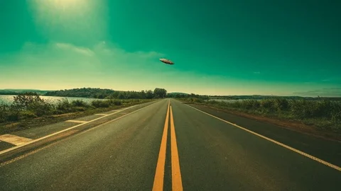 UFO Over Highway Stock-Footage 81514123