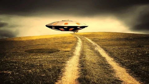 UFO Over landscape Stock-Footage 81514186