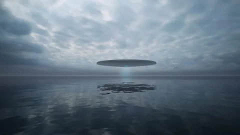 UFO over water Stock Footage 201242374