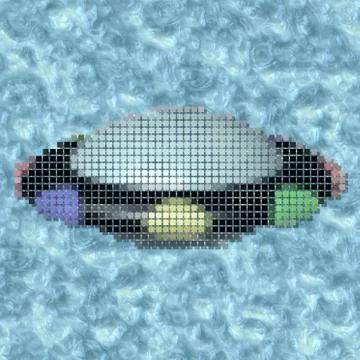 Ufo pixelated image generated texture Stock Illustration