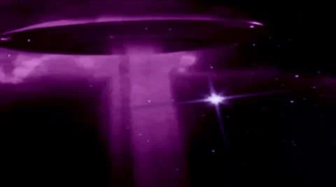 UFO IN PURPLE SPACE Stock Footage 8914809