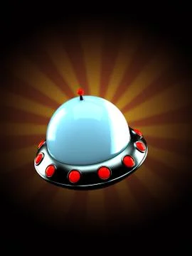 UFO on rays background Stock Illustration