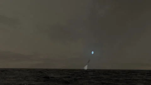 UFO Rising from Ocean Stock Footage 158888236