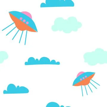 Ufo Seamless pattern, Wallpaper, wrapping paper. Pattern, background. Stock Illustration