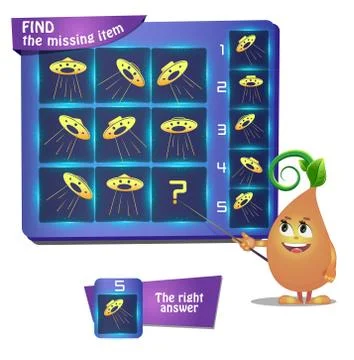 UFO shape Find the missing item Stock Illustration