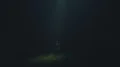 The UFO shines bright light on a man on the dark background 4k or 4k+ Resolution