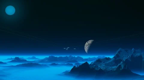 UFO in the sky of a blue planet. 스톡 동영상 10814405