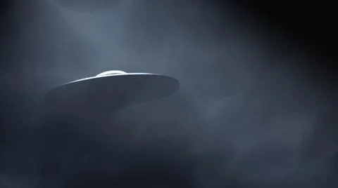 Ufo in the sky. Ilustración de archivo