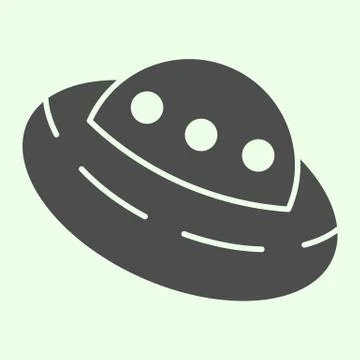 UFO solid icon. Outer space alien flying saucer glyph style pictogram on white Stock Illustration